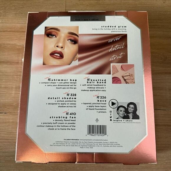 Real Techniques Limited Edition Studded Glam Makeup Brush Set 5 Piece New In Box - Picture 3 of 7